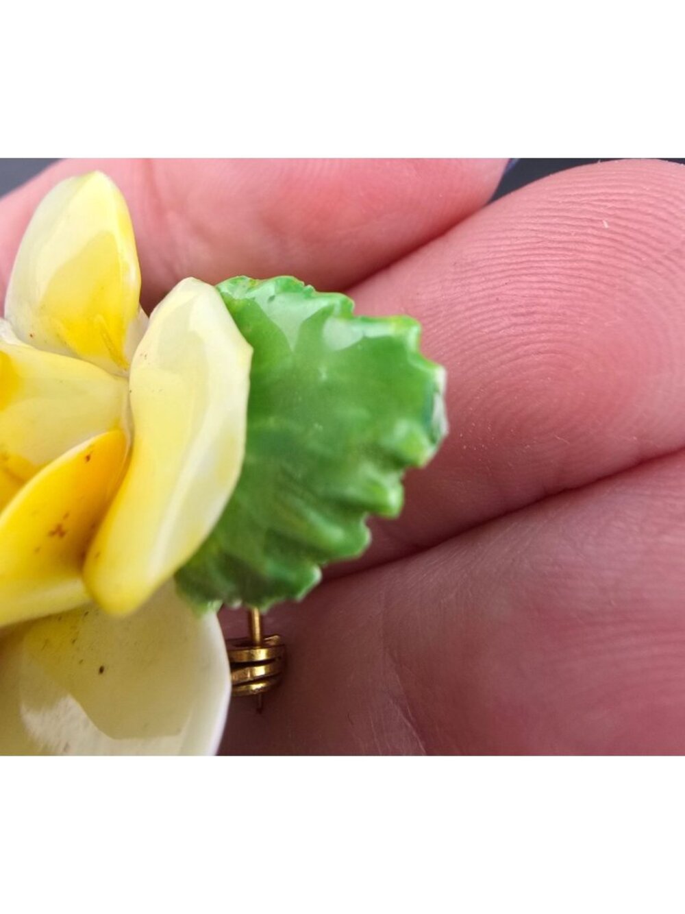 Vintage Royal Adderley Brooch Yellow Rose Bone China Floral Jewelry Spring READ - Picture 4 of 12